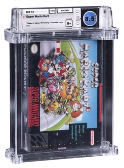 1992 SNES Super Nintendo (USA) "Super Mario Kart" Sealed Video Game - WATA 8.5/B+